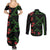 Hawaiian Green Kakau Art Tattoo-Ohia Lehua and Taro Leaves Couples Matching Summer Maxi Dress and Long Sleeve Button Shirt