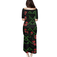 Hawaiian Green Kakau Art Tattoo-Ohia Lehua and Taro Leaves Family Matching Puletasi and Hawaiian Shirt