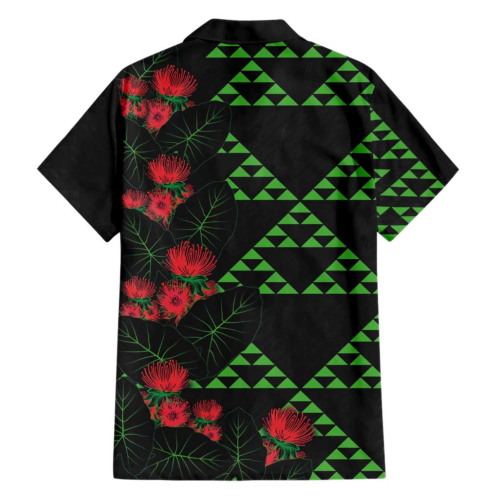 Hawaiian Green Kakau Art Tattoo-Ohia Lehua and Taro Leaves Hawaiian Shirt