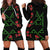 Hawaiian Green Kakau Art Tattoo-Ohia Lehua and Taro Leaves Hoodie Dress