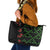 Hawaiian Green Kakau Art Tattoo-Ohia Lehua and Taro Leaves Leather Tote Bag