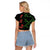 Hawaiian Green Kakau Art Tattoo-Ohia Lehua and Taro Leaves Raglan Cropped T Shirt