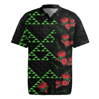 Hawaiian Green Kakau Art Tattoo-Ohia Lehua and Taro Leaves Rugby Jersey