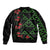 Hawaiian Green Kakau Art Tattoo-Ohia Lehua and Taro Leaves Sleeve Zip Bomber Jacket