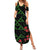 Hawaiian Green Kakau Art Tattoo-Ohia Lehua and Taro Leaves Summer Maxi Dress