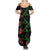 Hawaiian Green Kakau Art Tattoo-Ohia Lehua and Taro Leaves Summer Maxi Dress