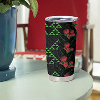 Hawaiian Green Kakau Art Tattoo-Ohia Lehua and Taro Leaves Tumbler Cup