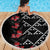 Hawaiian White Kakau Art Tattoo-Ohia Lehua and Taro Leaves Beach Blanket