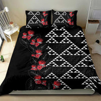 Hawaiian White Kakau Art Tattoo-Ohia Lehua and Taro Leaves Bedding Set