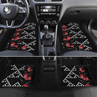 Hawaiian White Kakau Art Tattoo-Ohia Lehua and Taro Leaves Car Mats