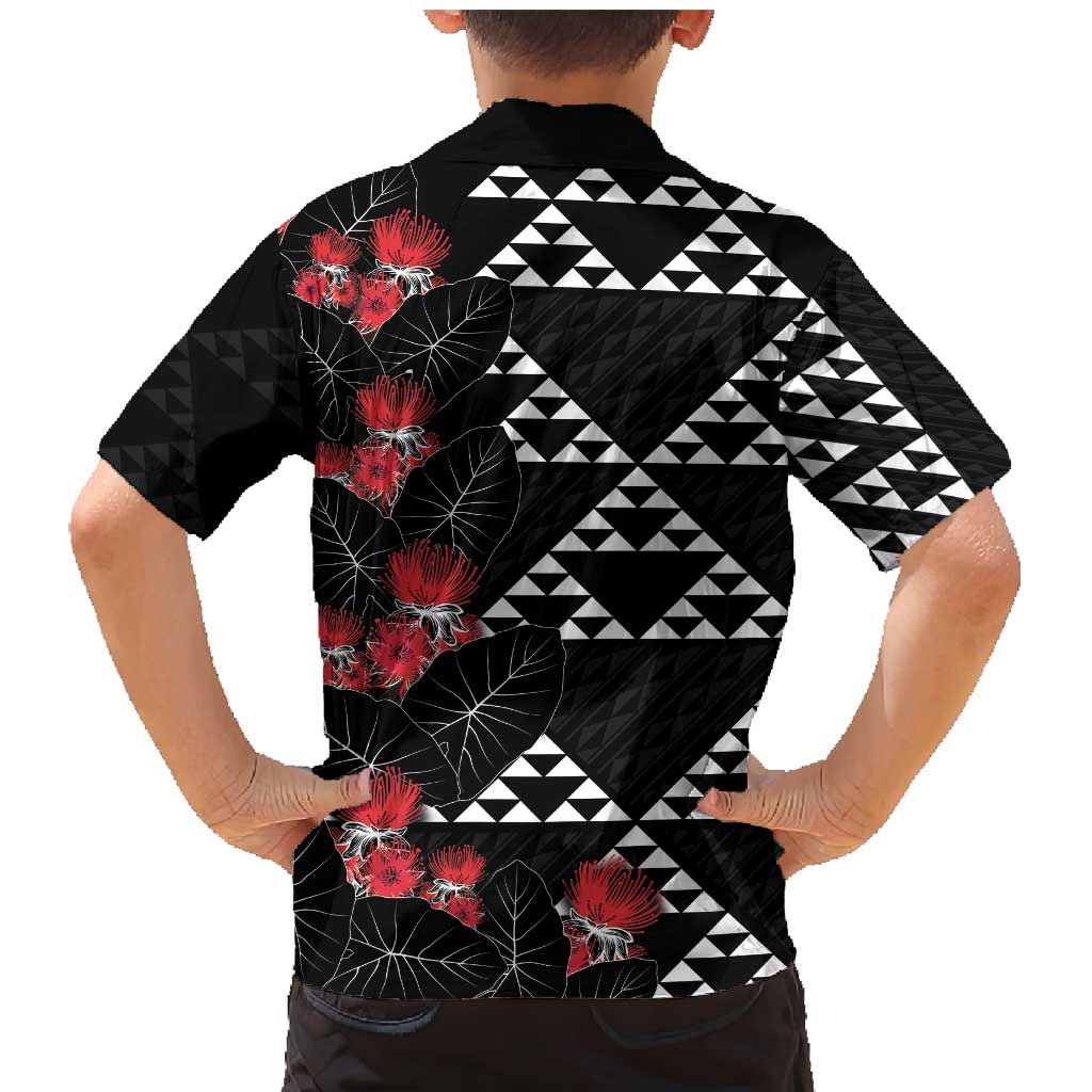 Hawaiian White Kakau Art Tattoo-Ohia Lehua and Taro Leaves Family Matching Mermaid Dress and Hawaiian Shirt