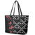 Hawaiian White Kakau Art Tattoo-Ohia Lehua and Taro Leaves Leather Tote Bag