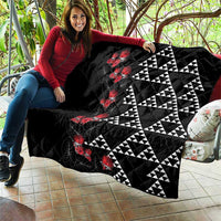 Hawaiian White Kakau Art Tattoo-Ohia Lehua and Taro Leaves Quilt LT03 - Polynesian Pride