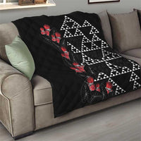 Hawaiian White Kakau Art Tattoo-Ohia Lehua and Taro Leaves Quilt LT03 - Polynesian Pride