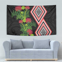 Aotearoa Tukutuku Motif Tapestry Pohutukawa and Fern Leaves