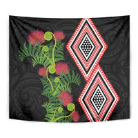 Aotearoa Tukutuku Motif Tapestry Pohutukawa and Fern Leaves
