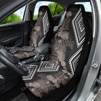 Aotearoa Tukutuku Motif Car Seat Cover Pohutukawa and Fern Leaves Grayscale Color LT03 - Polynesian Pride