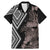 Aotearoa Tukutuku Motif Family Matching Mermaid Dress and Hawaiian Shirt Pohutukawa and Fern Leaves Grayscale Color