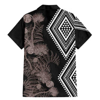 Aotearoa Tukutuku Motif Family Matching Mermaid Dress and Hawaiian Shirt Pohutukawa and Fern Leaves Grayscale Color