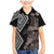 Aotearoa Tukutuku Motif Family Matching Mermaid Dress and Hawaiian Shirt Pohutukawa and Fern Leaves Grayscale Color