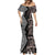 Aotearoa Tukutuku Motif Mermaid Dress Pohutukawa and Fern Leaves Grayscale Color