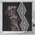 Aotearoa Tukutuku Motif Shower Curtain Pohutukawa and Fern Leaves Grayscale Color
