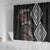 Aotearoa Tukutuku Motif Shower Curtain Pohutukawa and Fern Leaves Grayscale Color