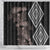 Aotearoa Tukutuku Motif Shower Curtain Pohutukawa and Fern Leaves Grayscale Color