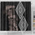 Aotearoa Tukutuku Motif Shower Curtain Pohutukawa and Fern Leaves Grayscale Color