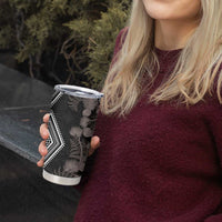 Aotearoa Tukutuku Motif Tumbler Cup Pohutukawa and Fern Leaves Grayscale Color