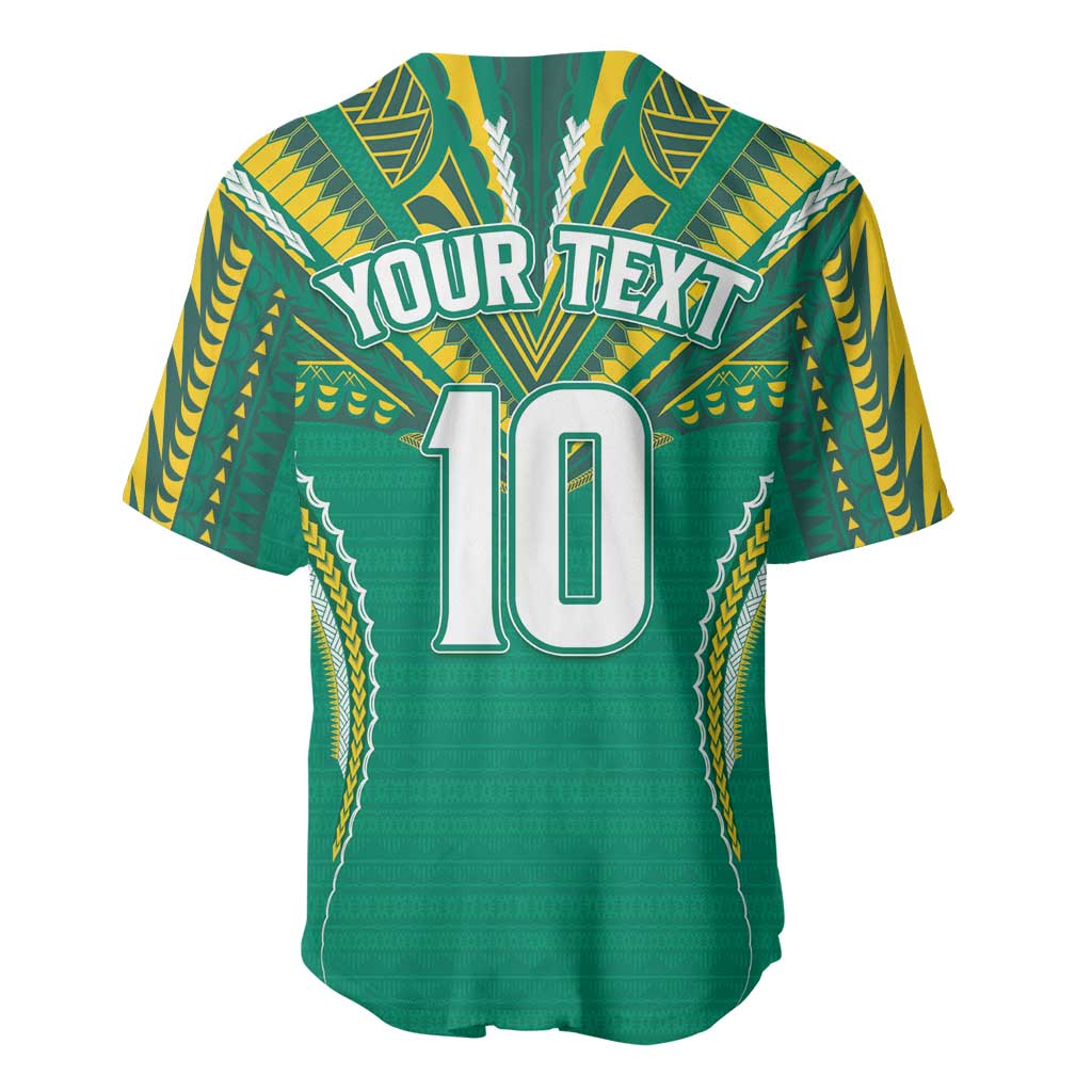Custom Cook Islands Rugby Baseball Jersey Tatau Art Sport Style Green Color LT03 - Polynesian Pride