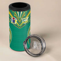 Custom Cook Islands Rugby 4 in 1 Can Cooler Tumbler Tatau Art Sport Style Green Color LT03 - Polynesian Pride