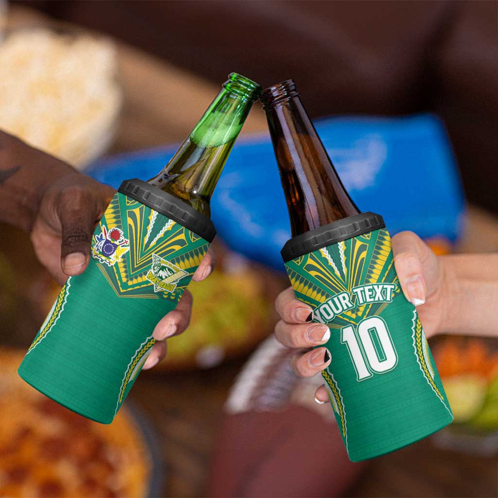 Custom Cook Islands Rugby 4 in 1 Can Cooler Tumbler Tatau Art Sport Style Green Color LT03 - Polynesian Pride