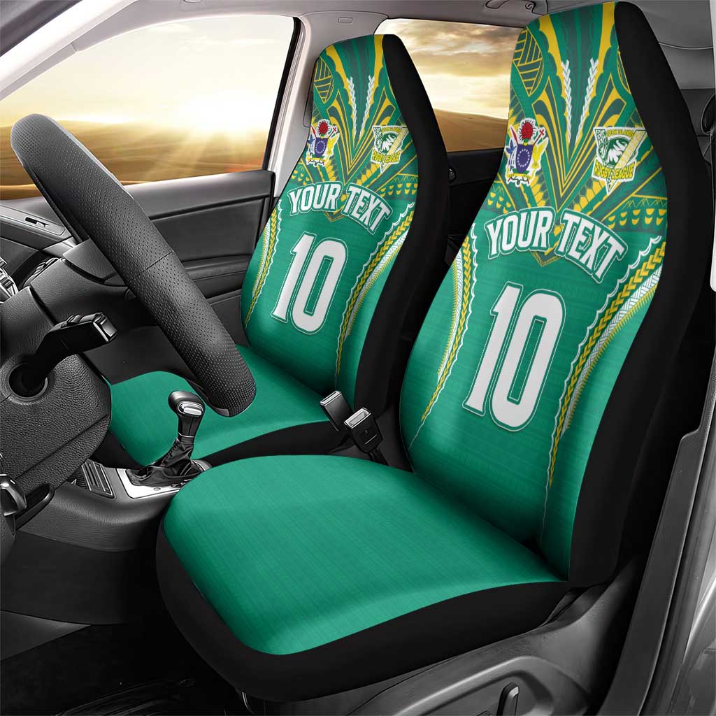 Custom Cook Islands Rugby Car Seat Cover Tatau Art Sport Style Green Color