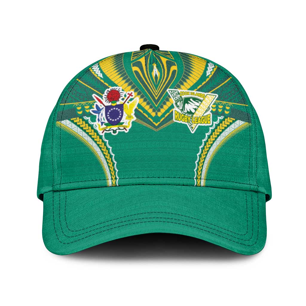 Cook Islands Rugby Classic Cap Tatau Art Sport Style Green Color