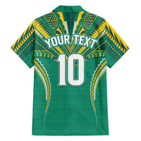Custom Cook Islands Rugby Family Matching Long Sleeve Bodycon Dress and Hawaiian Shirt Tatau Art Sport Style Green Color LT03 - Polynesian Pride