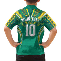 Custom Cook Islands Rugby Family Matching Mermaid Dress and Hawaiian Shirt Tatau Art Sport Style Green Color LT03 - Polynesian Pride