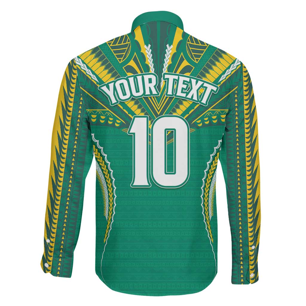 Custom Cook Islands Rugby Family Matching Puletasi and Hawaiian Shirt Tatau Art Sport Style Green Color LT03 - Polynesian Pride