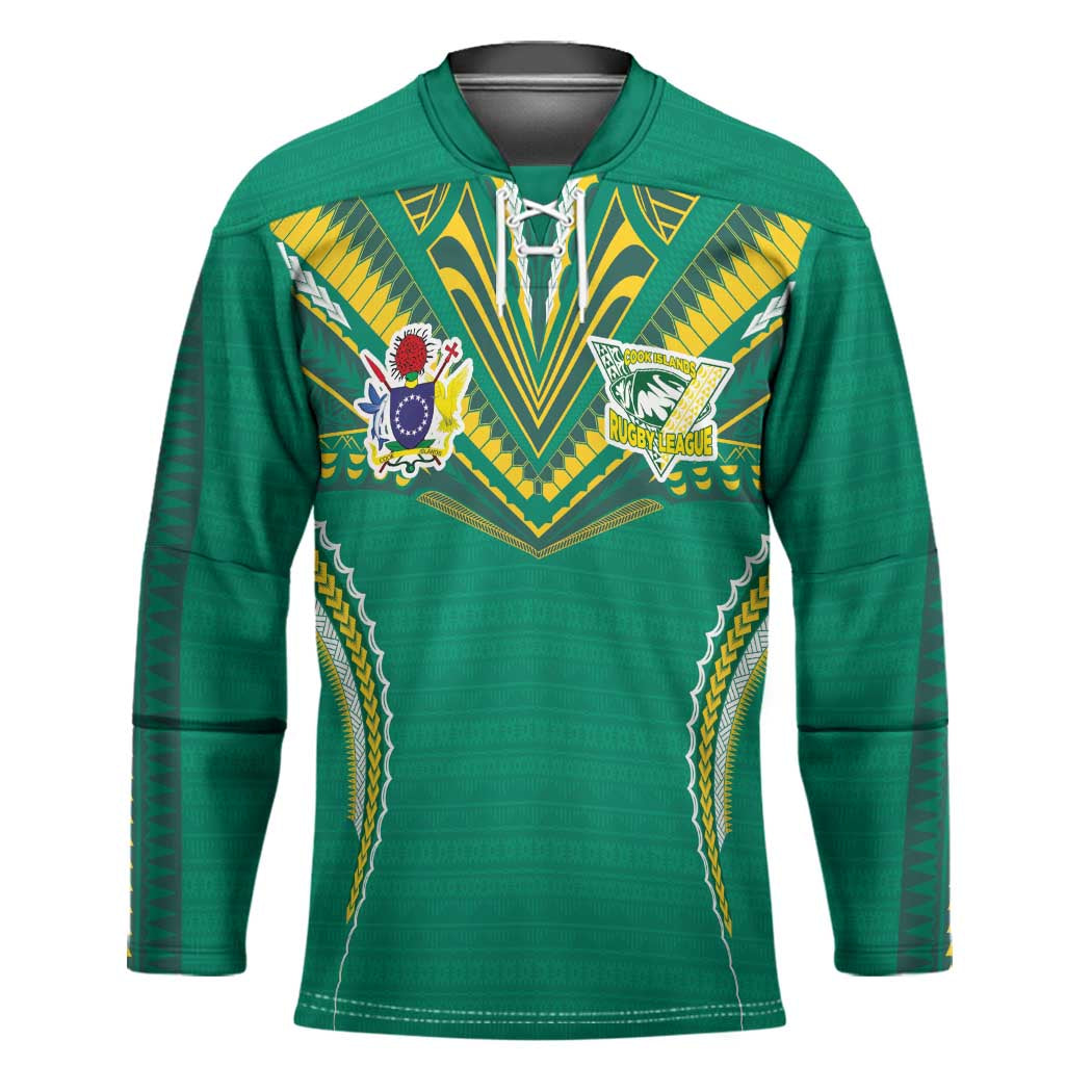 Custom Cook Islands Rugby Hockey Jersey Tatau Art Sport Style Green Color
