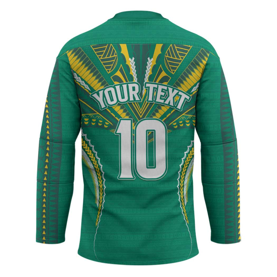 Custom Cook Islands Rugby Hockey Jersey Tatau Art Sport Style Green Color