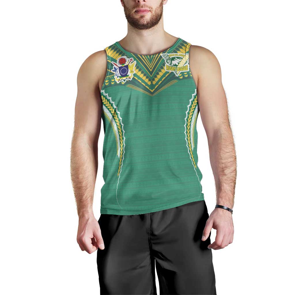 Custom Cook Islands Rugby Men Tank Top Tatau Art Sport Style Green Color