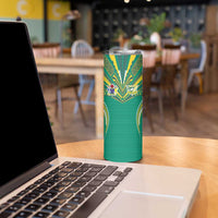Custom Cook Islands Rugby Skinny Tumbler Tatau Art Sport Style Green Color LT03 - Polynesian Pride