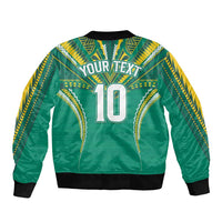Custom Cook Islands Rugby Sleeve Zip Bomber Jacket Tatau Art Sport Style Green Color LT03 - Polynesian Pride