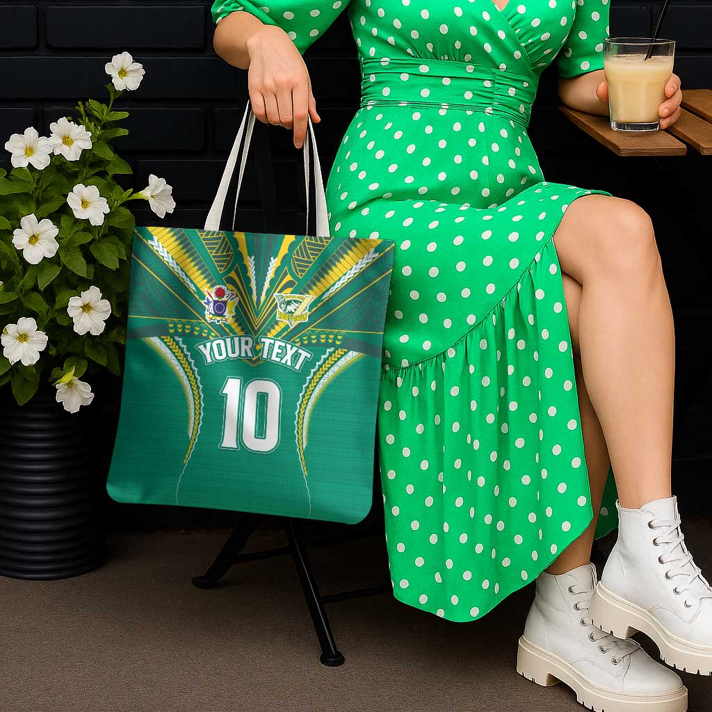 Custom Cook Islands Rugby Tote Bag Tatau Art Sport Style Green Color