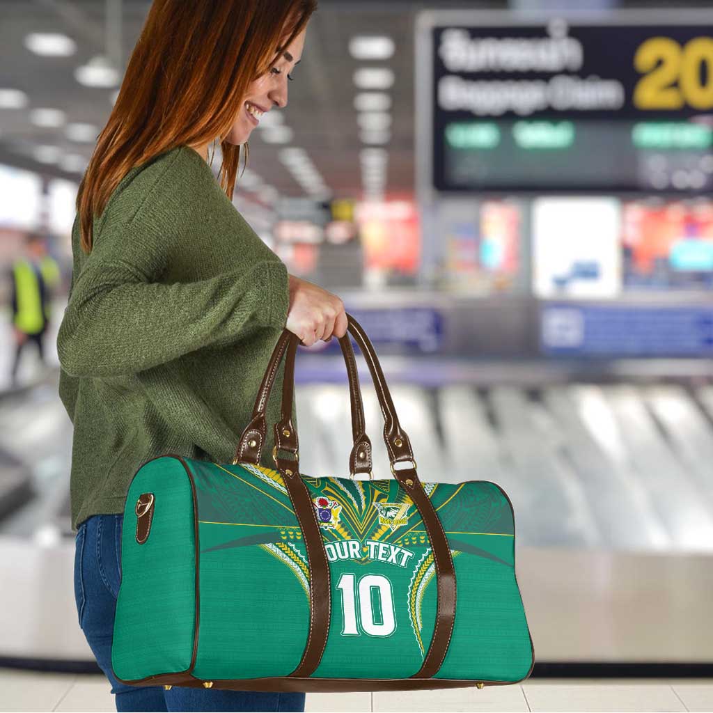Custom Cook Islands Rugby Travel Bag Tatau Art Sport Style Green Color