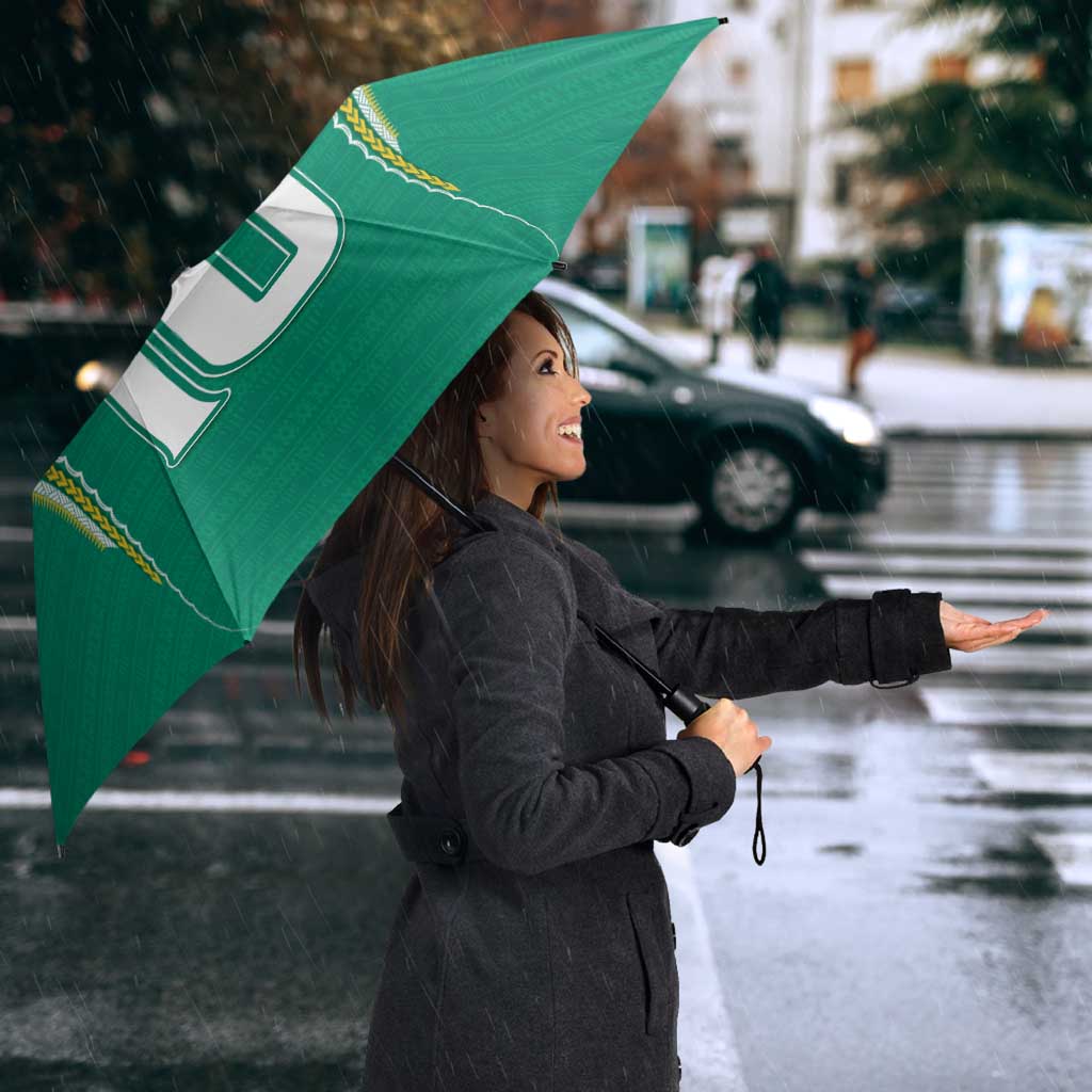 Custom Cook Islands Rugby Umbrella Tatau Art Sport Style Green Color