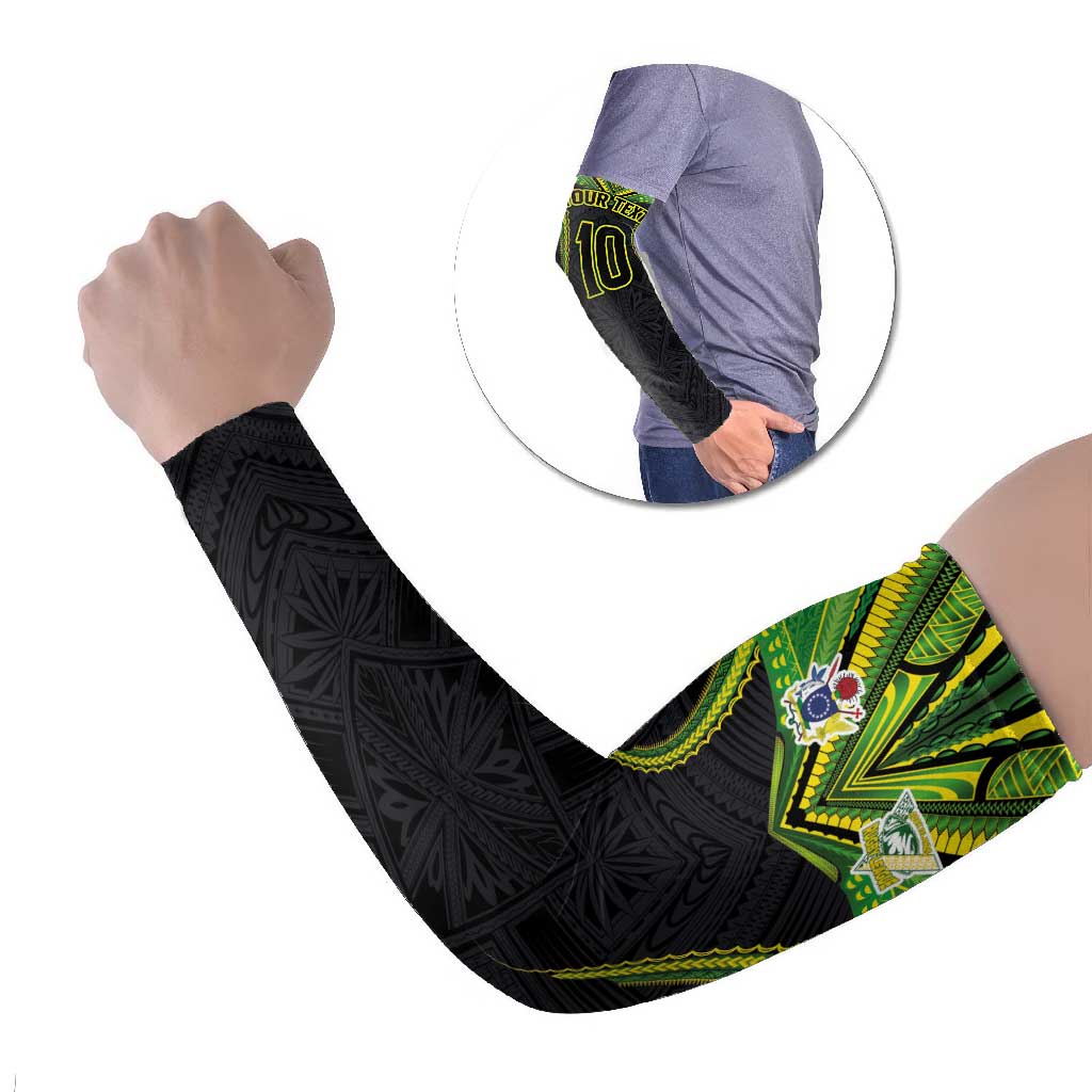 Custom Cook Islands Rugby Arm Sleeves Tatau Art Sport Style Black Color LT03 Set of 2 Black - Polynesian Pride