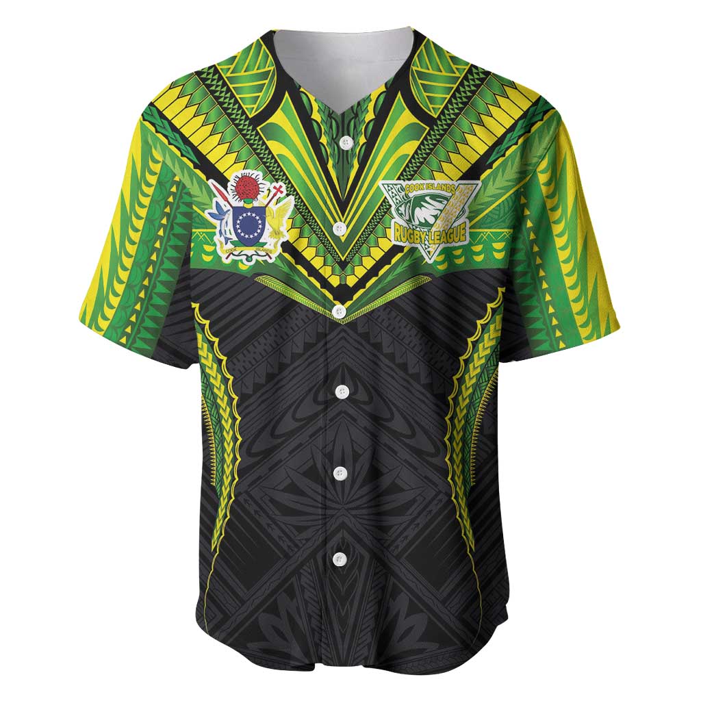 Custom Cook Islands Rugby Baseball Jersey Tatau Art Sport Style Black Color