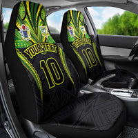 Custom Cook Islands Rugby Car Seat Cover Tatau Art Sport Style Black Color