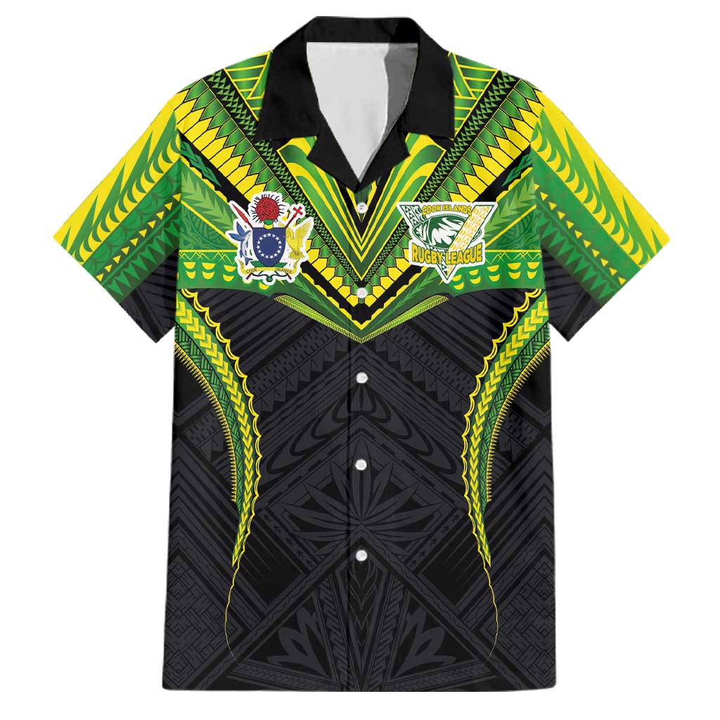 Custom Cook Islands Rugby Family Matching Off Shoulder Maxi Dress and Hawaiian Shirt Tatau Art Sport Style Black Color LT03 Dad's Shirt - Short Sleeve Black - Polynesian Pride